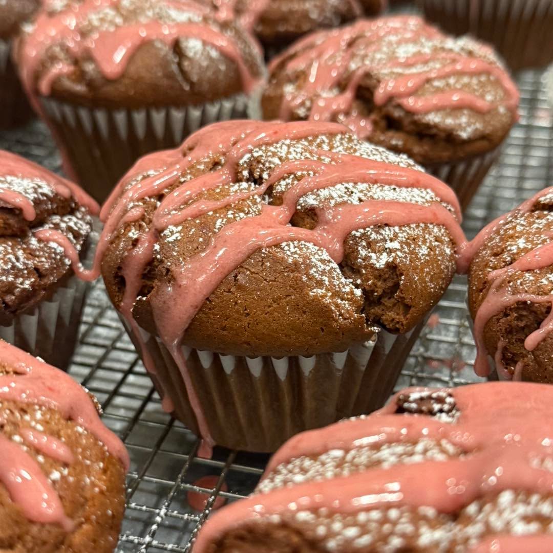 Raspberry Glazed Chocolate Muffin