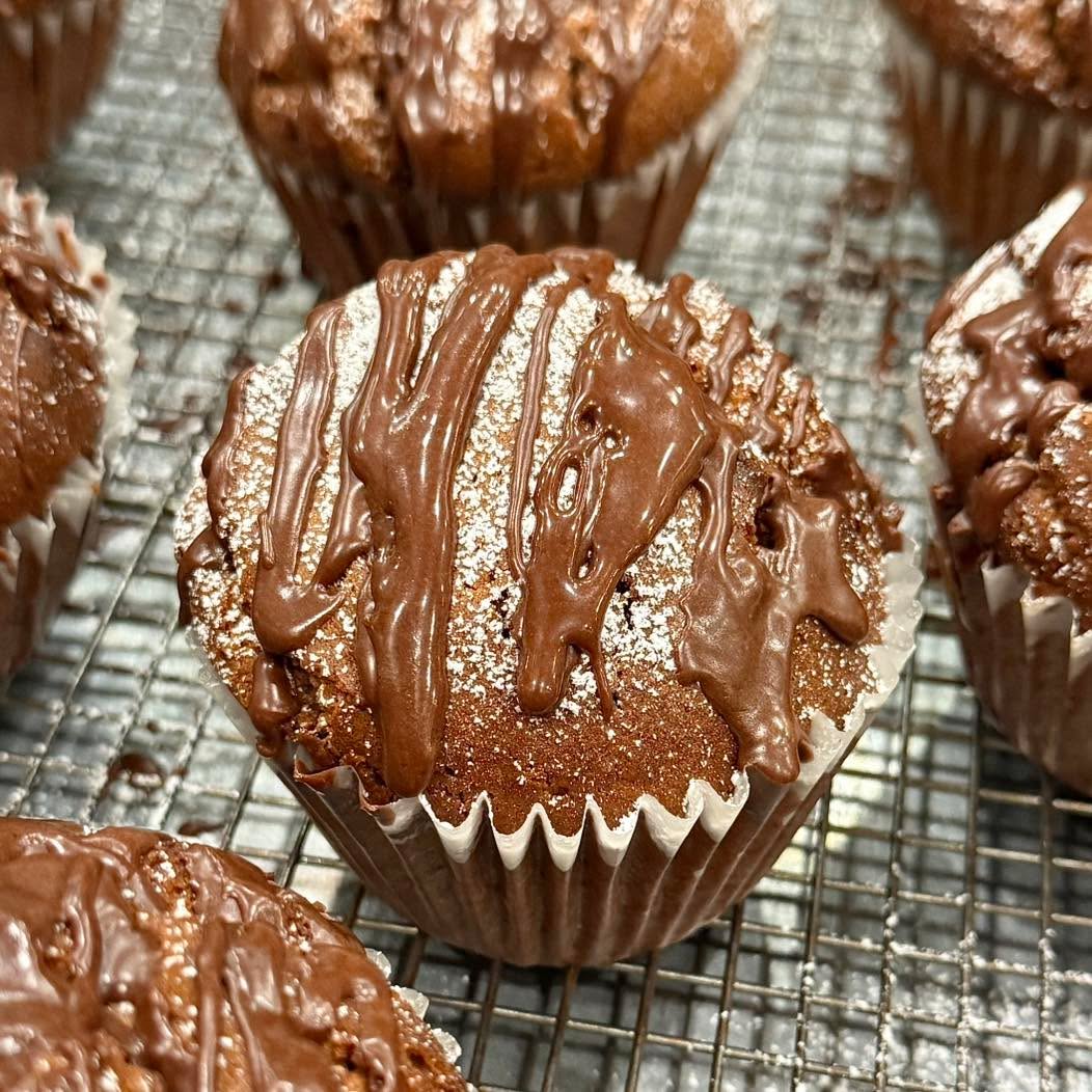 Glazed Chocolate Walnut Muffin