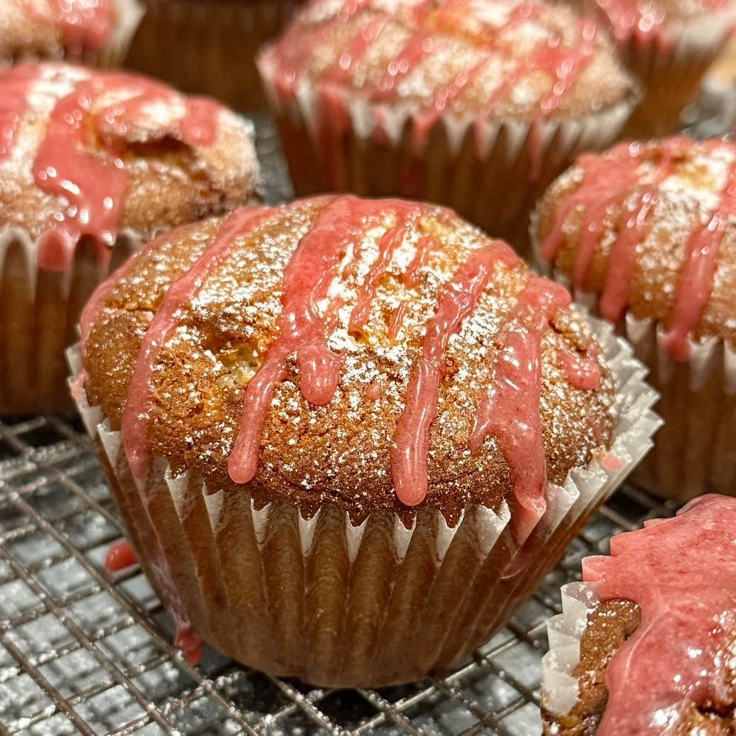 “Lunchbox Hero” — Peanut Butter Marshmallow Muffin with Raspberry Jam Icing