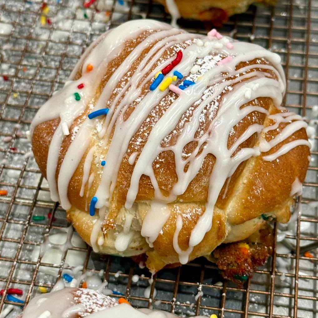Glazed & Stuffed Birthday Cake Challah Pocket