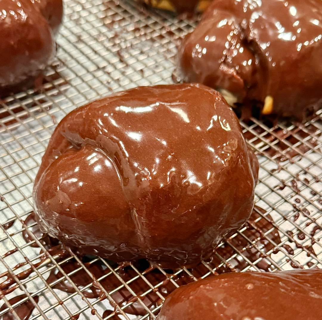 Chocolate Glazed Pistachio Chocolate Chip Cookie Challah Pocket