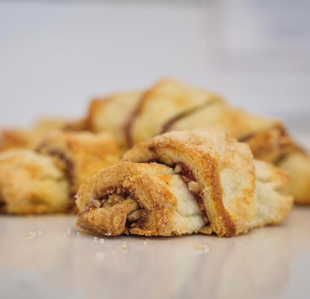 Rugelach: Buttery, crispy, and hand-rolled with premium ingredients. Flavors change daily.#pearlsalbany #albanyny #upstatenewyork #scratchbakery #madefromscratch #rugelach