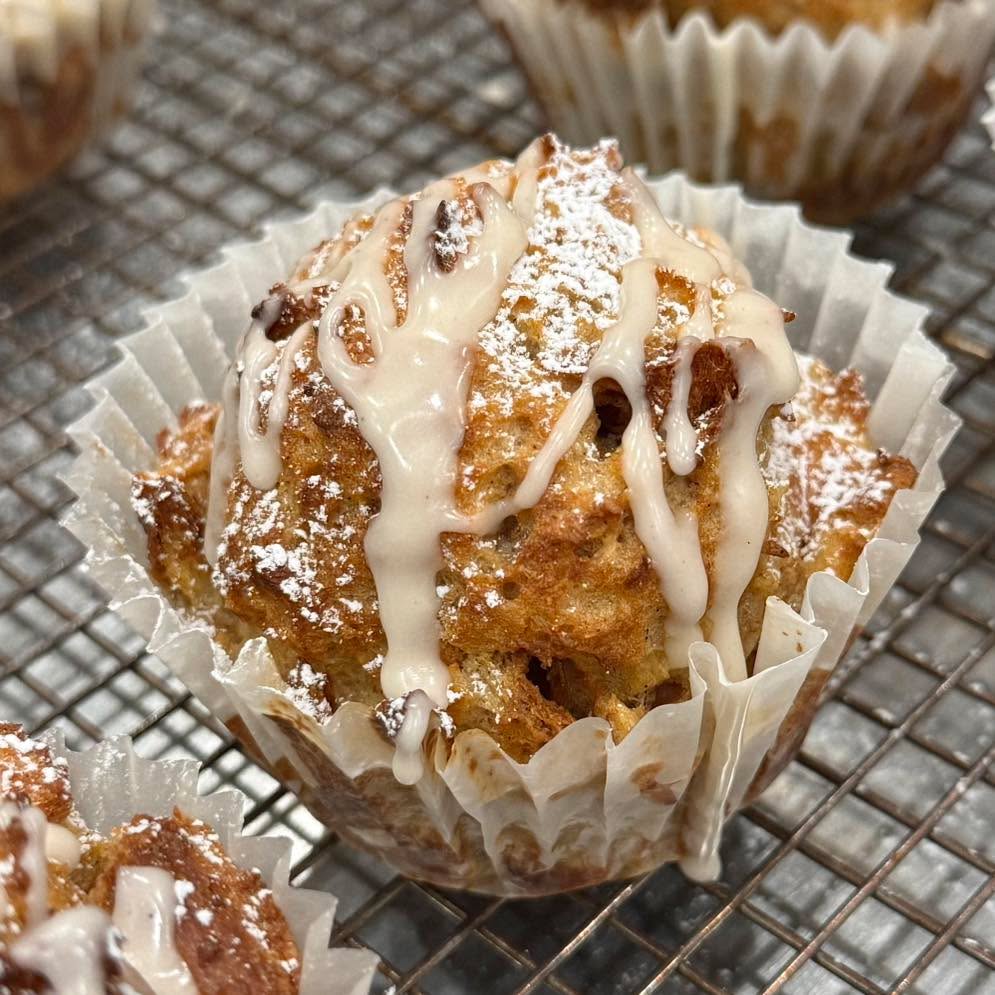 “Warm Vanilla Glazed Bread Pudding” Muffin
