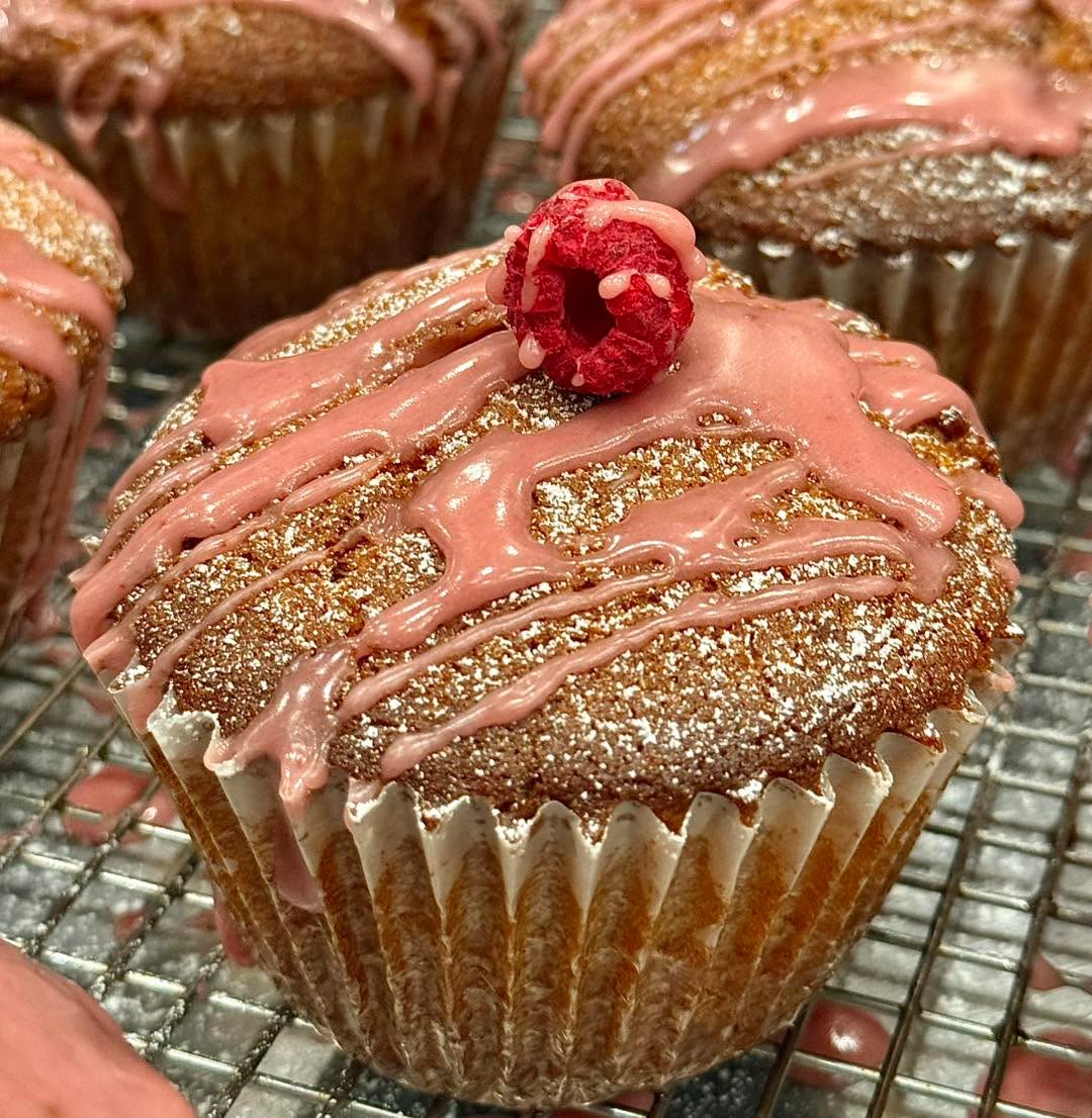 Glazed Raspberry Cornbread Muffin