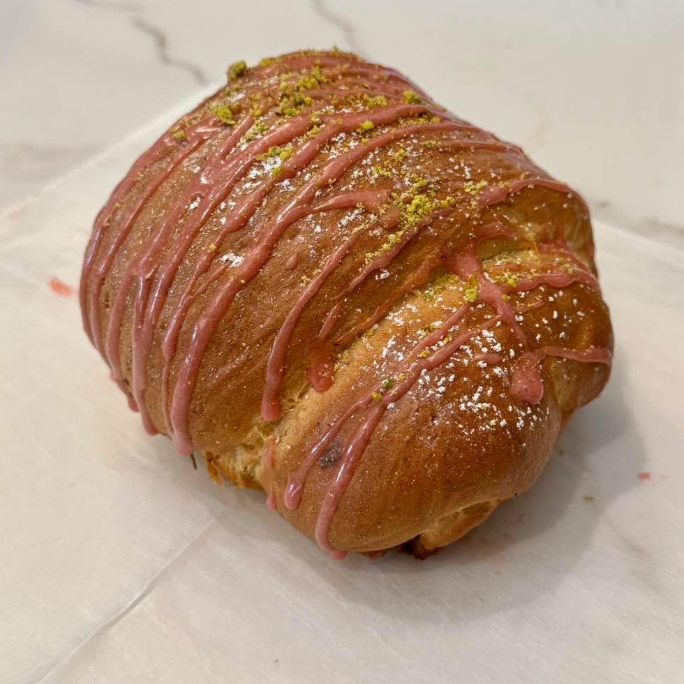 Glazed Strawberry Pistachio Challah Pocket